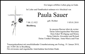 Anzeige von Paula Sauer von MGO