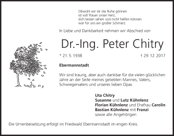 Anzeige von Peter Chitry von MGO