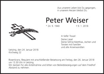 Anzeige von Peter Weiser von MGO