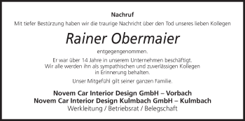Anzeige von Rainer Obermaier von MGO