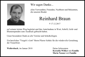 Anzeige von Reinhard Braun von MGO