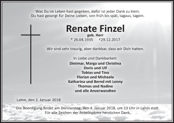 Anzeige von Renate Finzel von MGO
