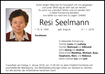 Anzeige von Resi Seelmann von MGO