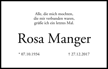 Anzeige von Rosa Manger von MGO