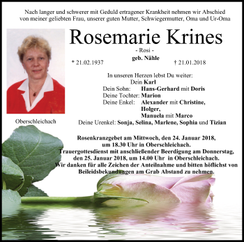 Anzeige von Rosemarie Krines von MGO