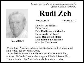 Anzeige von Rudi Zeh von MGO