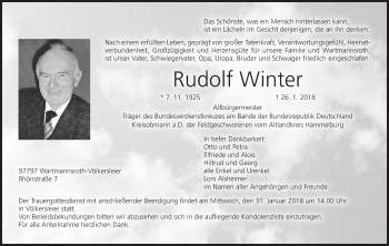 Anzeige von Rudolf Winter von MGO