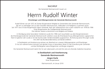 Anzeige von Rudolf Winter von MGO