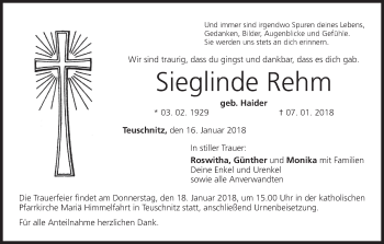Anzeige von Sieglinde Rehm von MGO