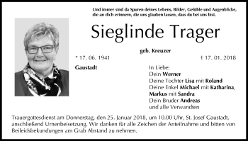 Anzeige von Sieglinde Trager von MGO