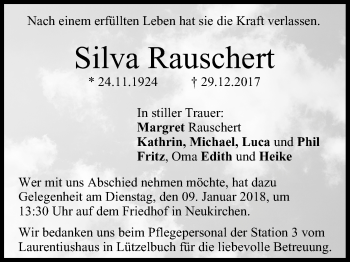 Anzeige von Silva Rauschert von MGO