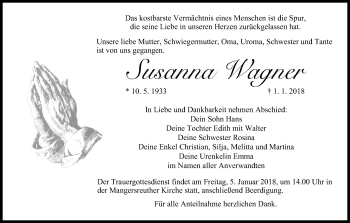 Anzeige von Susanna Wagner von MGO