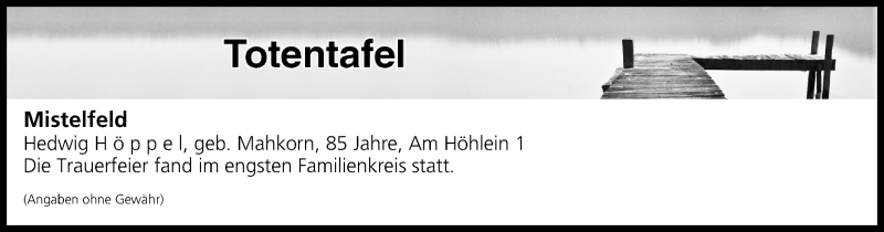  Traueranzeige für Totentafel vom 20.01.2018 vom 20.01.2018 aus MGO