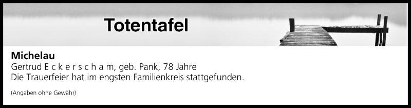  Traueranzeige für Totentafel vom 27.01.2018 vom 27.01.2018 aus MGO