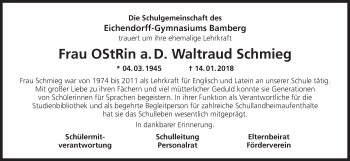 Anzeige von Waltraud Schmieg von MGO