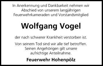 Anzeige von Wolfgang Vogel von MGO