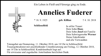 Anzeige von Annelies Fuderer von MGO