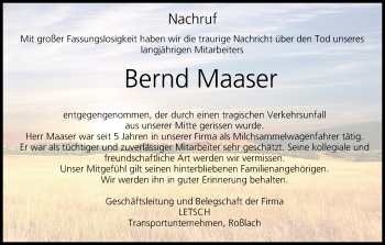 Anzeige von Bernd Maaser von MGO