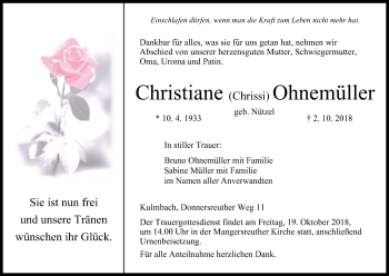 Anzeige von Christiane Ohnemüller von MGO