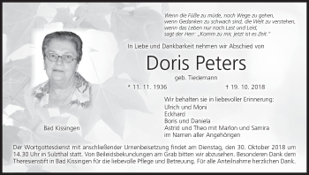 Anzeige von Doris Peters von MGO