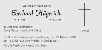 Anzeige von Eberhard Hägerich von MGO