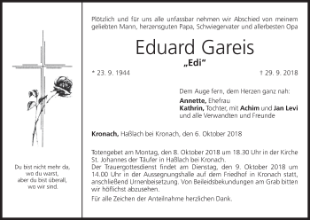 Anzeige von Eduard Gareis von MGO