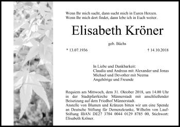 Anzeige von Elisabeth Kröner von MGO