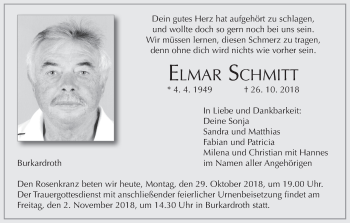 Anzeige von Elmar Schmitt von MGO