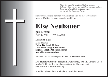 Anzeige von Else Neubauer von MGO