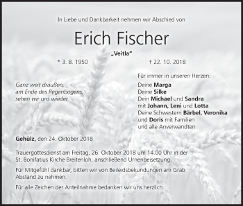 Anzeige von Erich Fischer von MGO