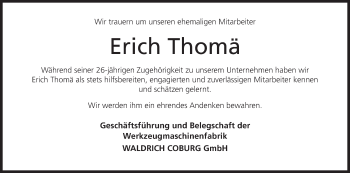 Anzeige von Erich Thomä von MGO