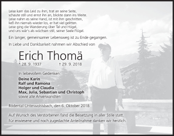 Anzeige von Erich Thomä von MGO