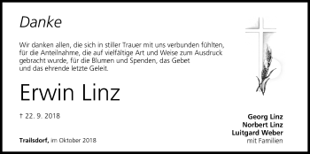 Anzeige von Erwin Linz von MGO