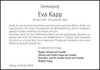 Anzeige von Eva Kapp von MGO
