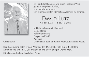 Anzeige von Ewald Lutz von MGO