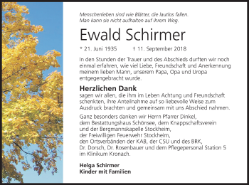 Anzeige von Ewald Schirmer von MGO