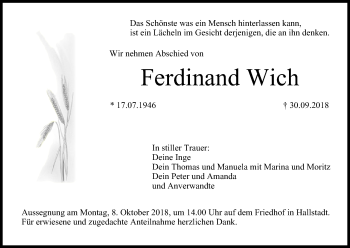 Anzeige von Ferdinand Wich von MGO