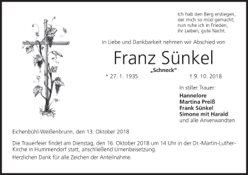 Anzeige von Franz Sünkel von MGO