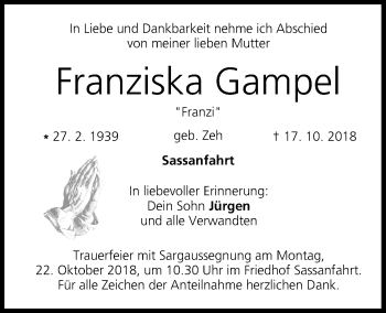 Anzeige von Franziska Gampel von MGO