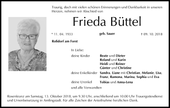 Anzeige von Frieda Büttel von MGO