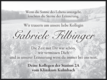 Anzeige von Gabriele Filbinger von MGO