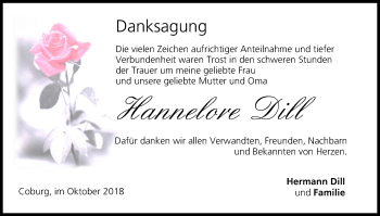 Anzeige von Hannelore Dill von MGO