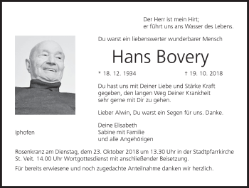 Anzeige von Hans Bovery von MGO