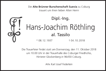Anzeige von Hans-Joachim Röthling von MGO