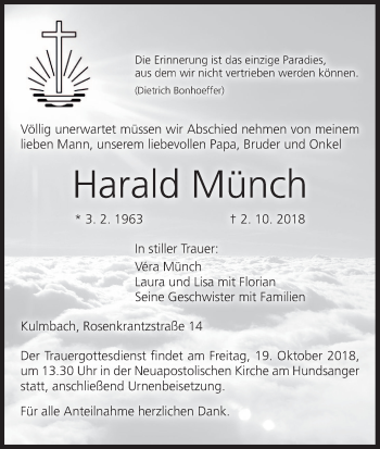 Anzeige von Harald Münch von MGO