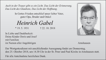 Anzeige von Heinrich Gabel von MGO