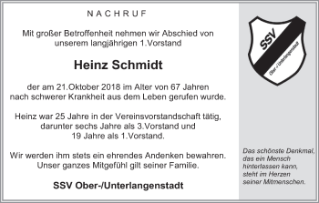 Anzeige von Heinz Schmidt von MGO