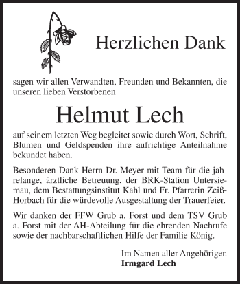 Anzeige von Helmut Lech von MGO