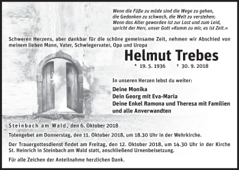 Anzeige von Helmut Trebes von MGO