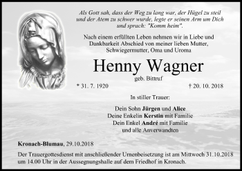 Anzeige von Henny Wagner von MGO